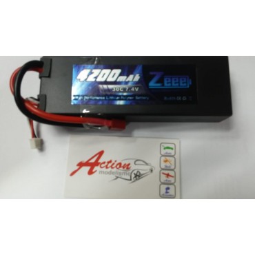 BATERIA DE LIPO 7.4V 2S 4200MAH 30C / 40C BULLET HARD CASE COM PLUG DEANS ZEEE POWER ZEE420030C2S